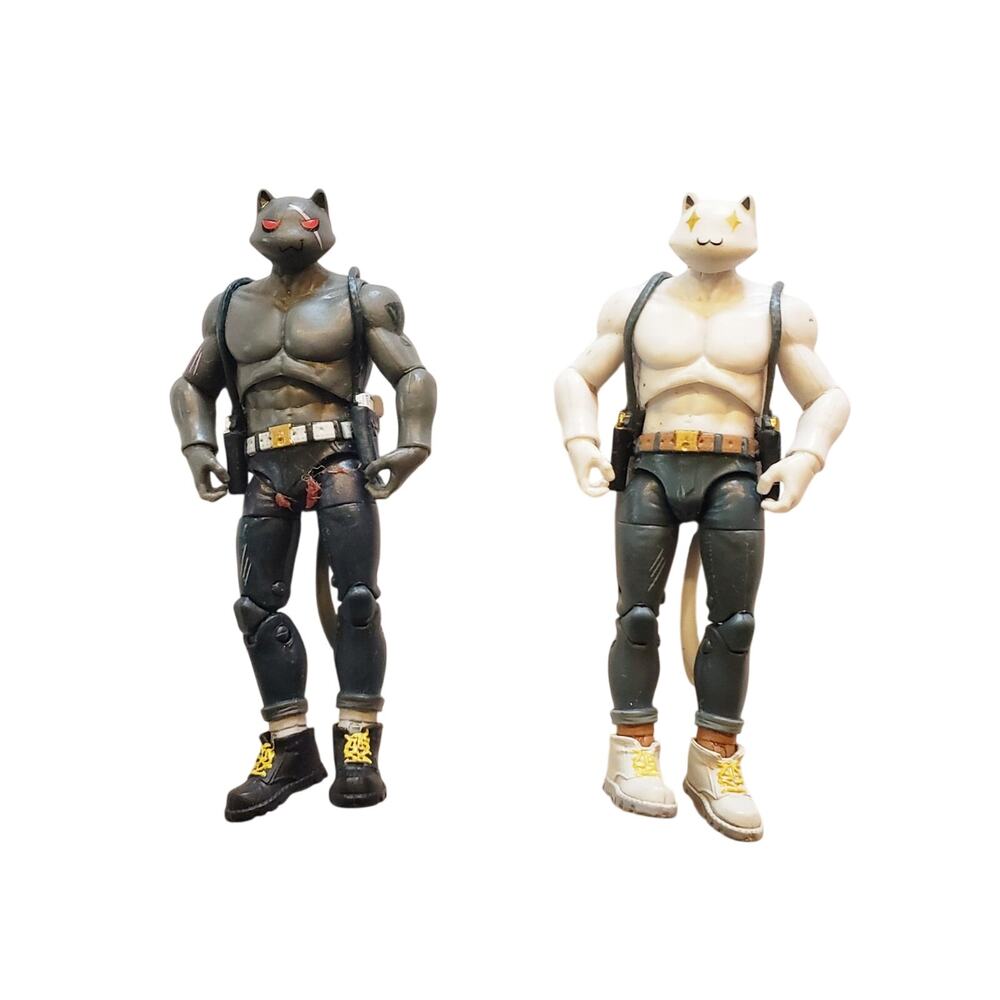 Fortnite Meowscles Action Figures (2) - Gray Shadow and White Ghost  4"